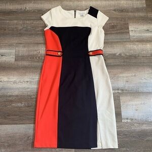 Liz Claiborne 4 Colorblock Sheath Dress Cap Sleeve